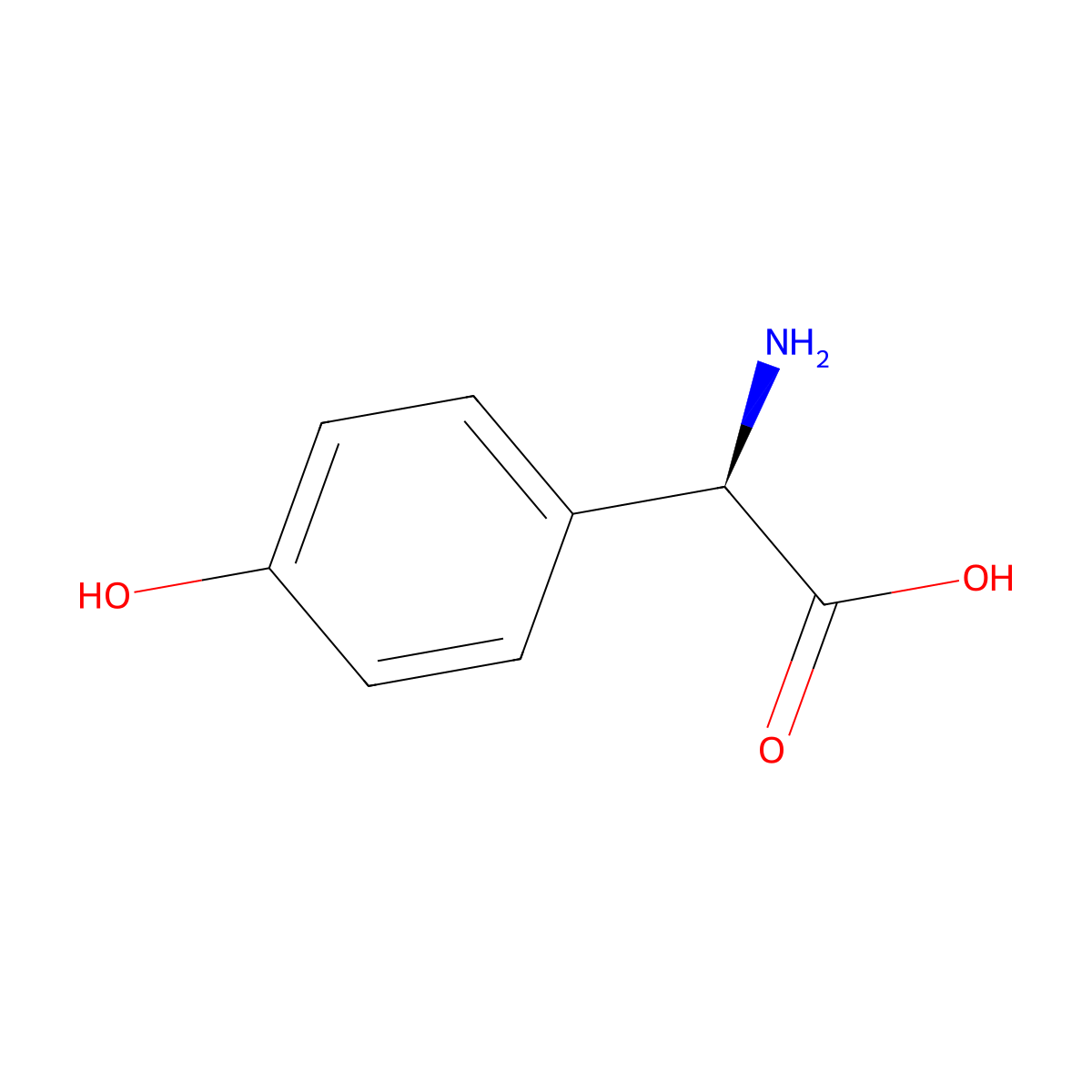 D-p-hydroxyphenylglycine molecular structure, CAS 22818-40-2