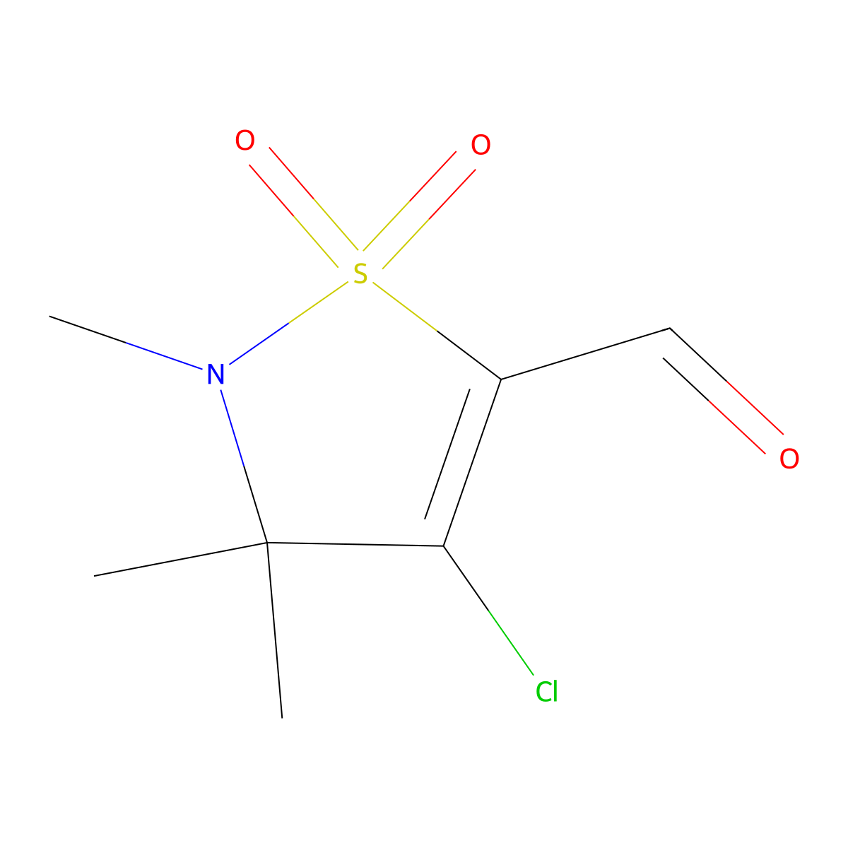 4-Chloro-2,3,3-trimethyl-1,1-dioxo-2,3-dihydro-1lambda6,2-thiazole-5-carbaldehyde molecular structure, CAS 2281811-36-5