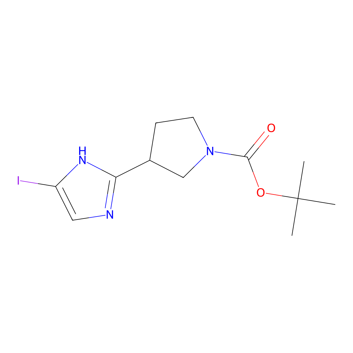Tert-butyl 3-(4-iodo-1H-imidazol-2-YL)pyrrolidine-1-carboxylate molecular structure, CAS 2281831-59-0