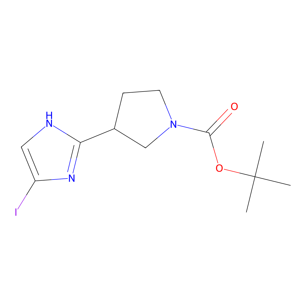 Tert-butyl 3-(4-iodo-1H-imidazol-2-YL)pyrrolidine-1-carboxylate molecular structure, CAS 2281831-59-0