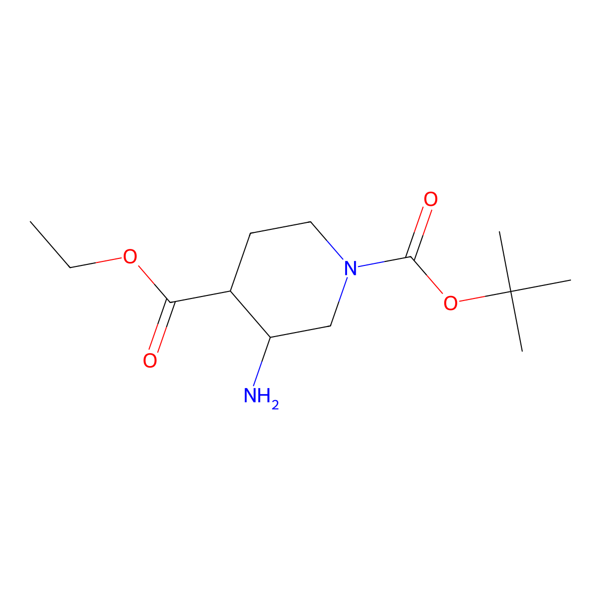 rac-1-tert-butyl 4-ethyl (3R,4R)-3-aminopiperidine-1,4-dicarboxylate molecular structure, CAS 2281850-52-8