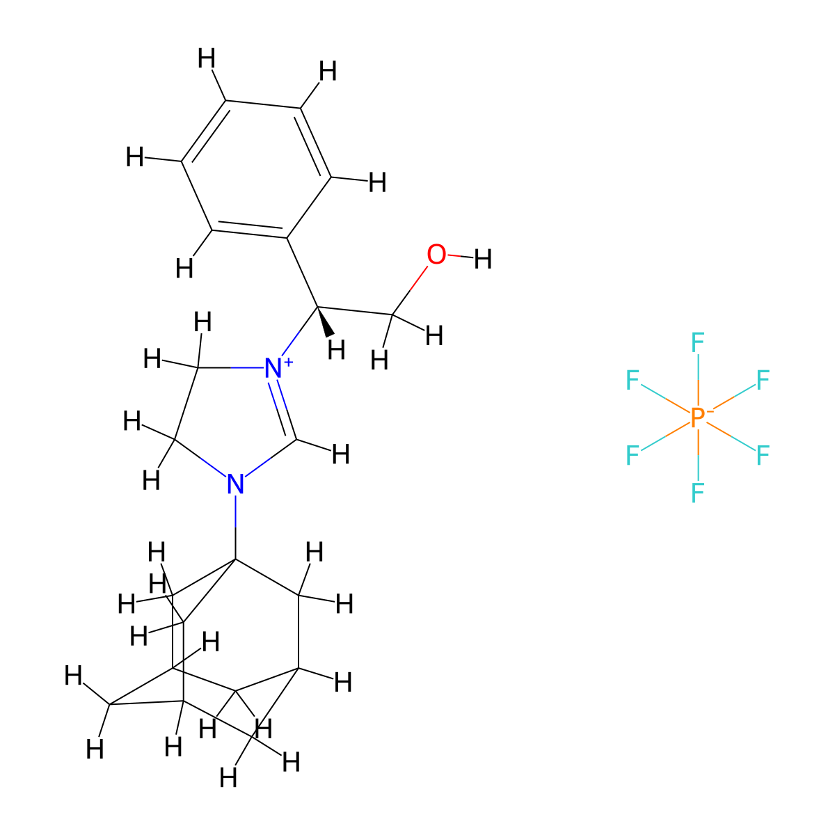 (R)-3-(Adamantan-1-yl)-1-(2-hydroxy-1-phenylethyl)-4,5-dihydro-1H-imidazol-3-ium hexafluorophosphate(V) molecular structure, CAS 2281885-69-4