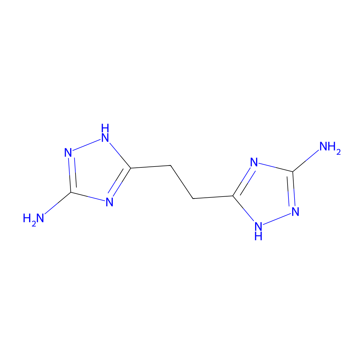 5,5'-ethane-1,2-diylbis(1H-1,2,4-triazol-3-amine) dinitrate molecular structure, CAS 22819-12-1