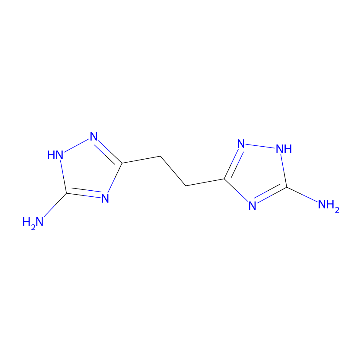 5,5'-ethane-1,2-diylbis(1H-1,2,4-triazol-3-amine) dinitrate molecular structure, CAS 22819-12-1