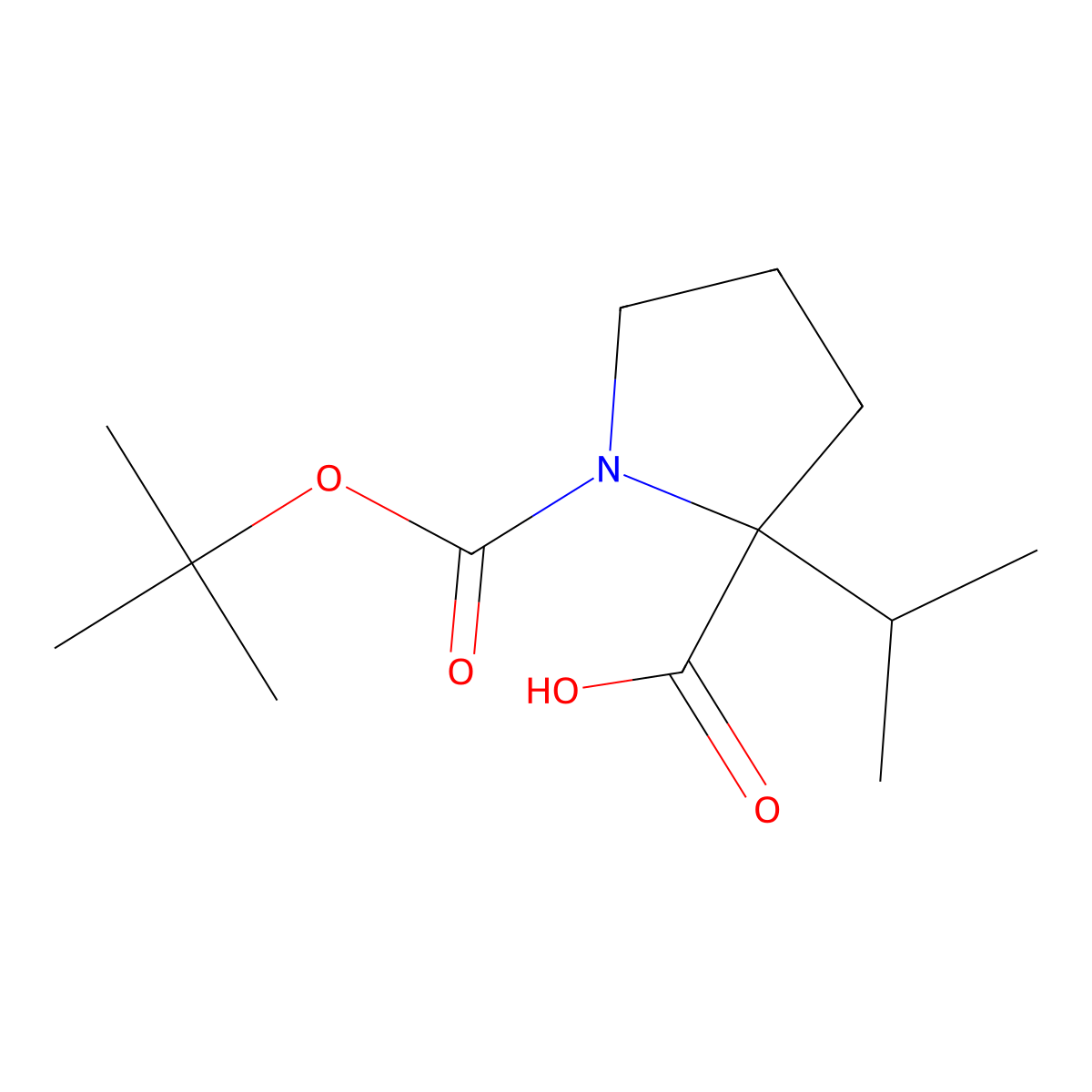 1-(tert-butoxycarbonyl)-2-isopropyl-D-proline molecular structure, CAS 2281913-54-8
