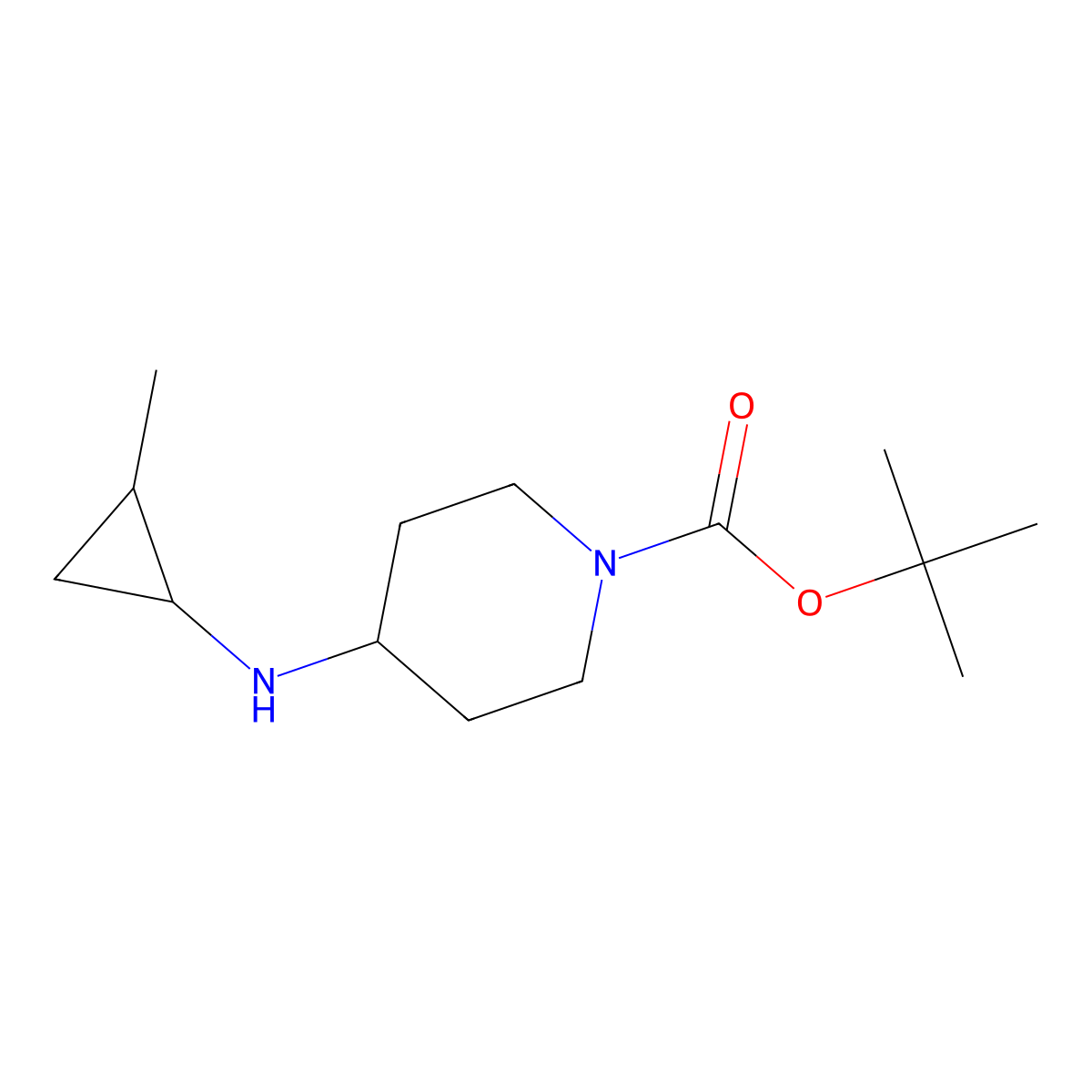tert-butyl 4-{[(1R,2R)-2-methylcyclopropyl]amino}piperidine-1-carboxylate molecular structure, CAS 2281975-14-0