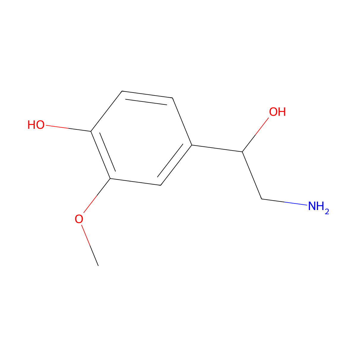 L-Normetanephrine molecular structure, CAS 2282-53-3