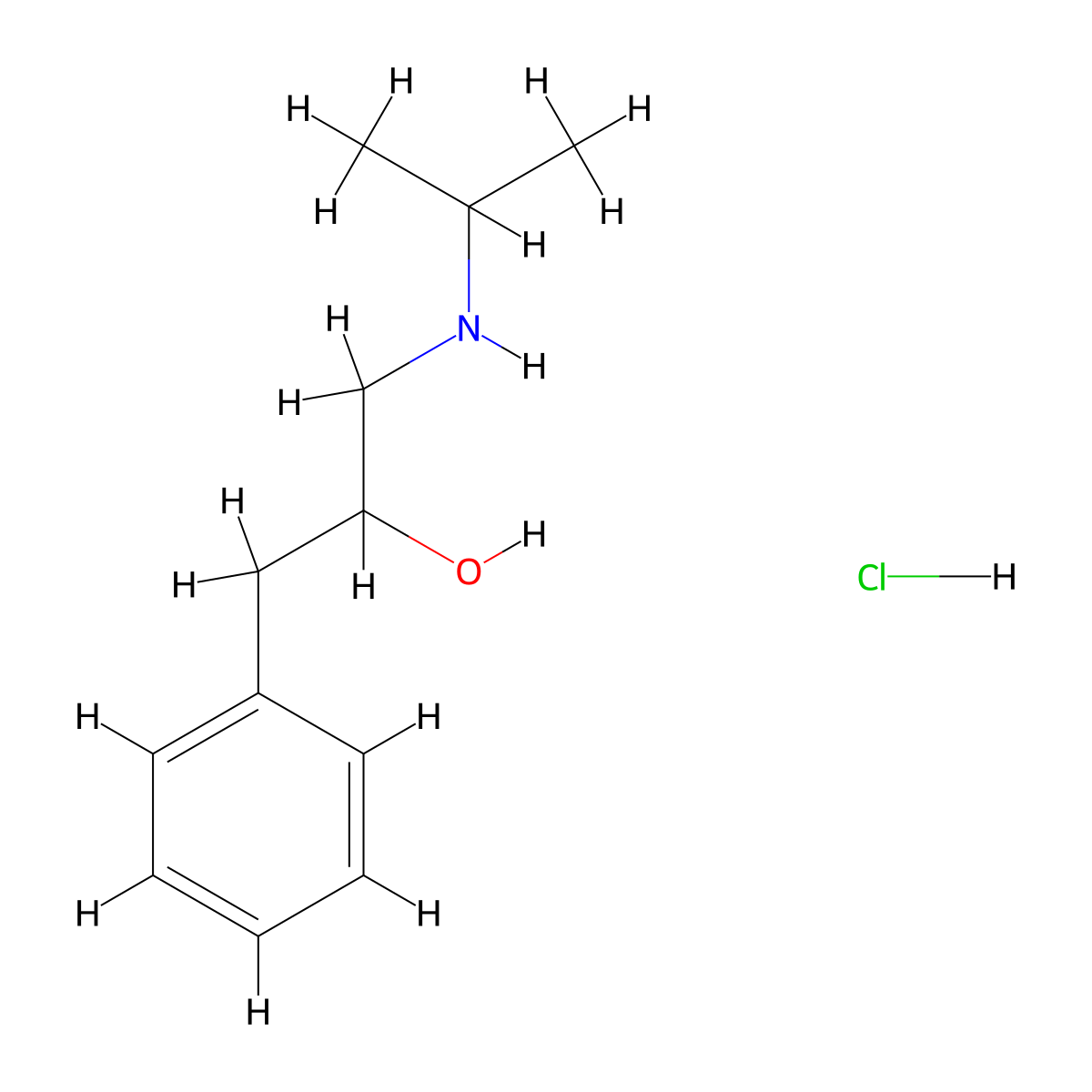 Phenethyl alcohol, alpha-((isopropylamino)methyl)-, hydrochloride molecular structure, CAS 22820-52-6