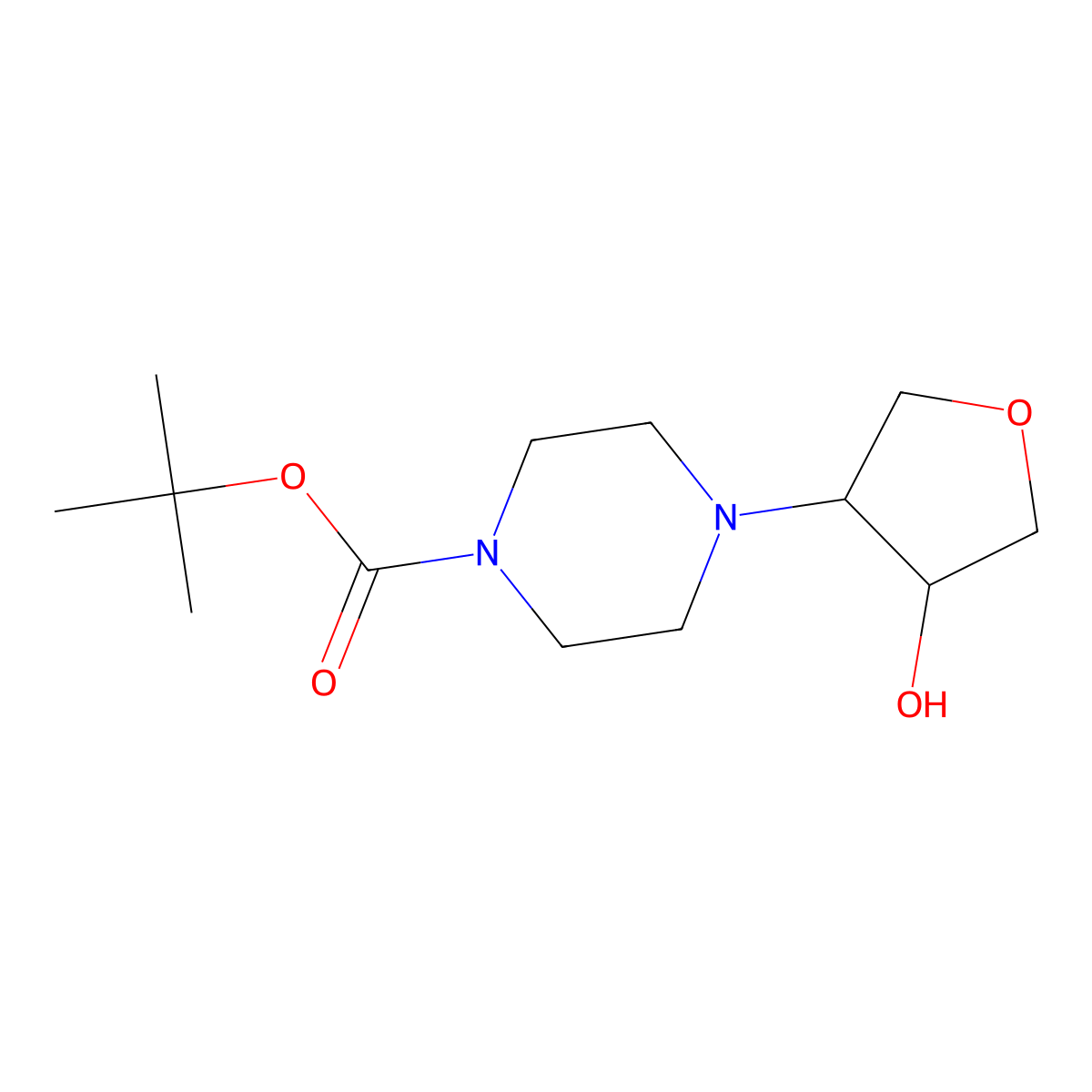 rac-tert-butyl 4-[(3R,4S)-4-hydroxyoxolan-3-yl]piperazine-1-carboxylate molecular structure, CAS 2282010-07-3