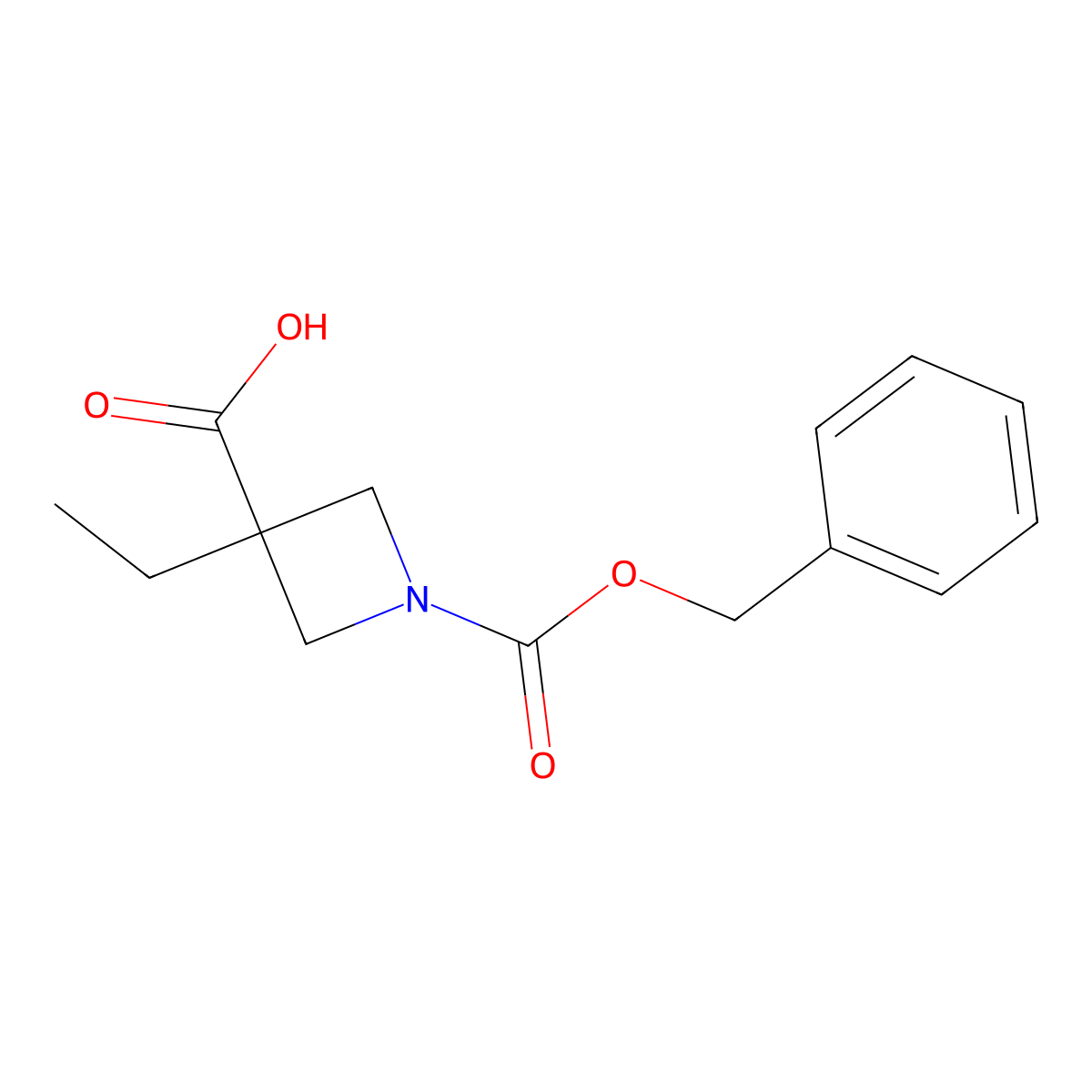 1-[(Benzyloxy)carbonyl]-3-ethylazetidine-3-carboxylic acid molecular structure, CAS 2282112-90-5