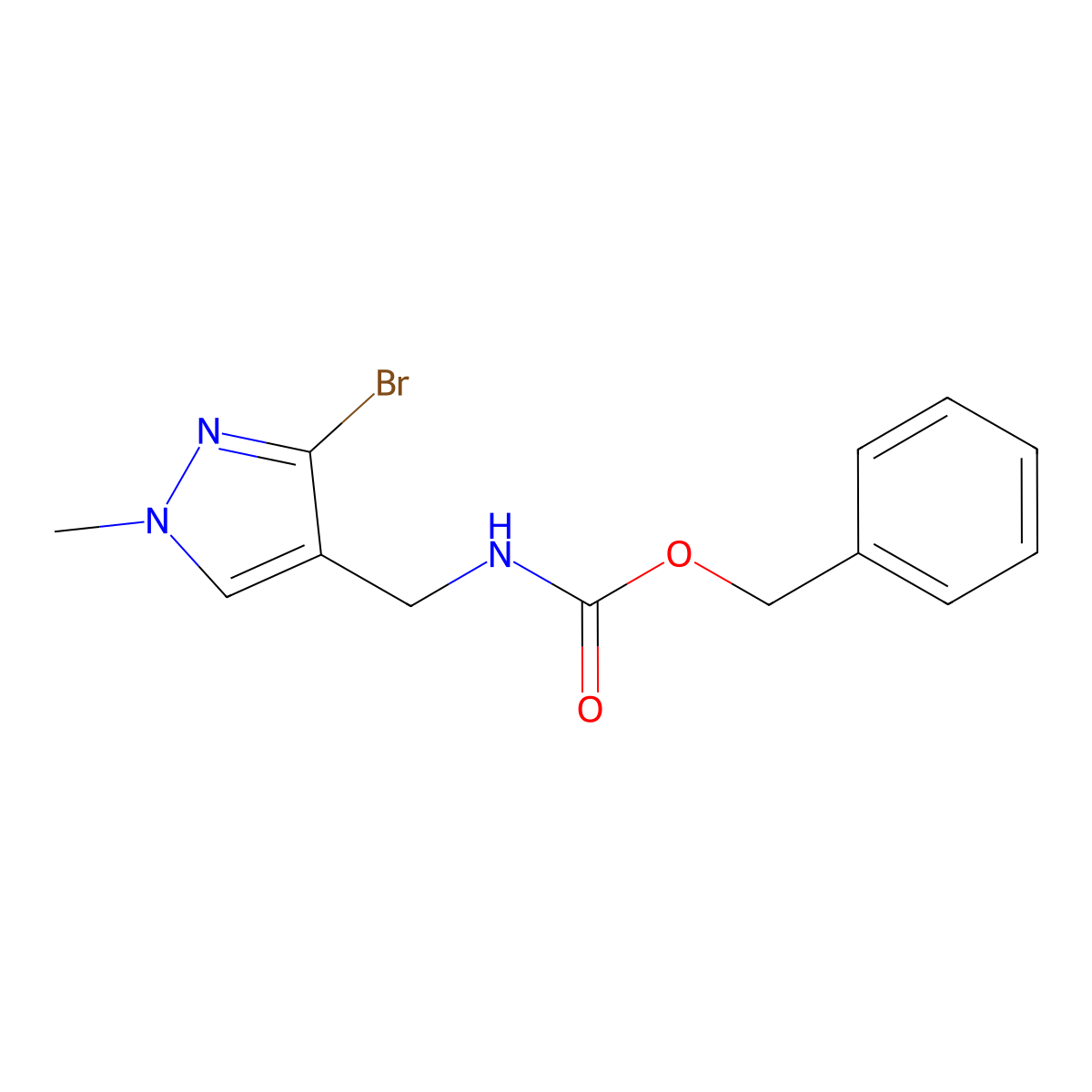 benzyl N-[(3-bromo-1-methyl-1H-pyrazol-4-yl)methyl]carbamate molecular structure, CAS 2282248-57-9