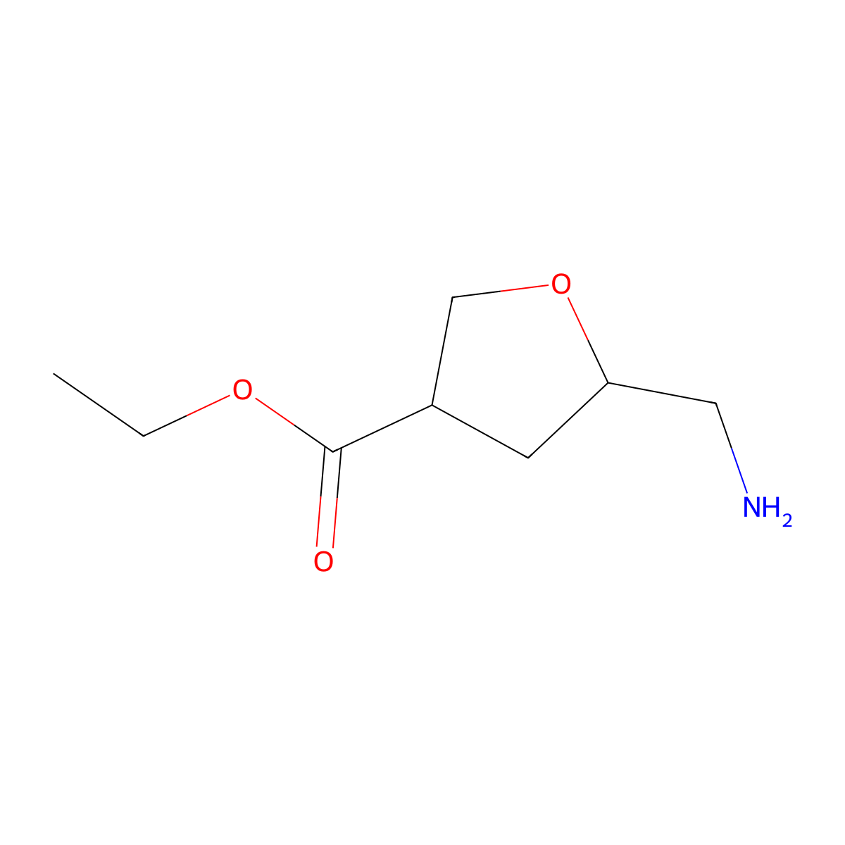 Ethyl 5-(aminomethyl)oxolane-3-carboxylate molecular structure, CAS 2282251-12-9