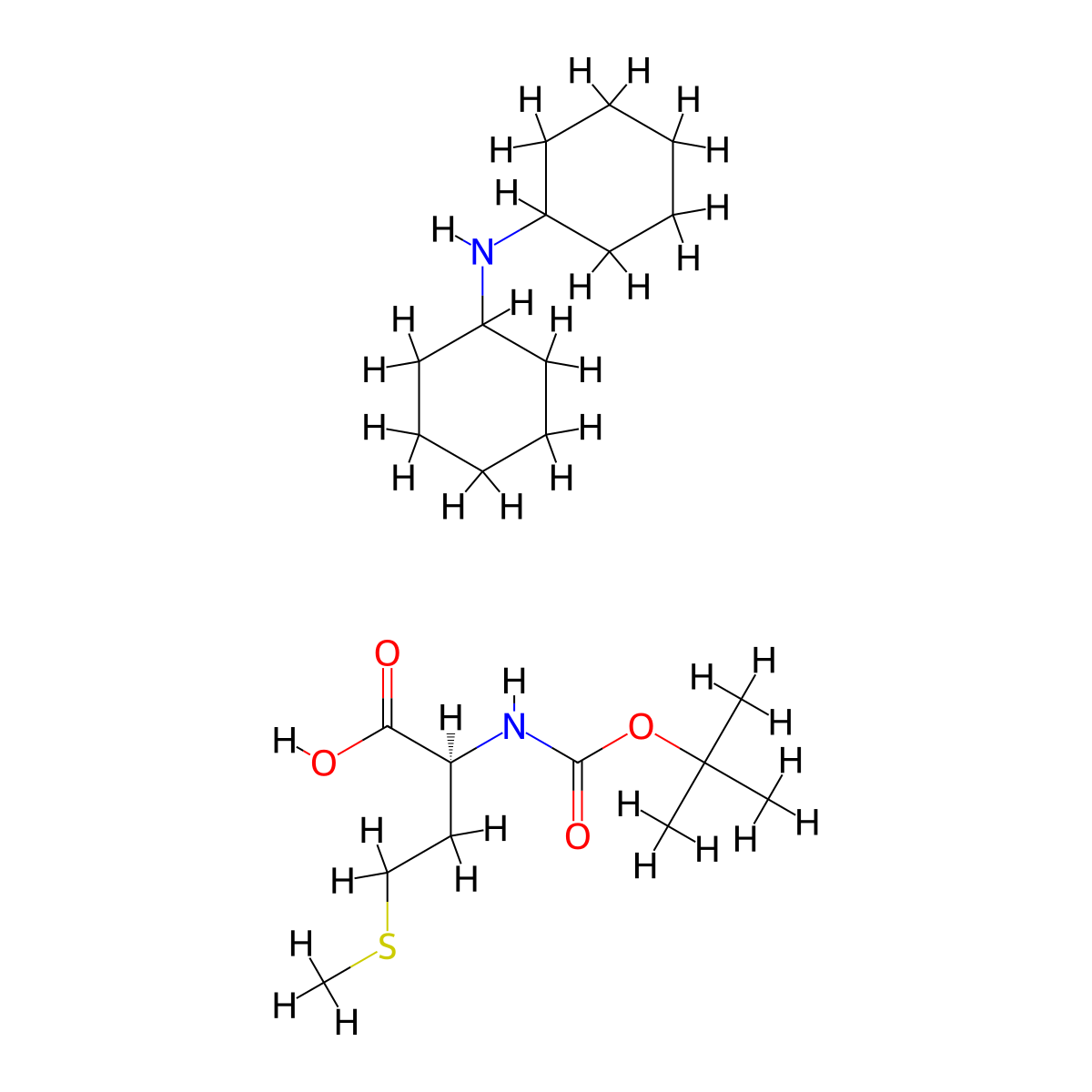 L-Methionine, N-[(1,1-dimethylethoxy)carbonyl]-, compd. with N-cyclohexylcyclohexanamine (1:1) molecular structure, CAS 22823-50-3