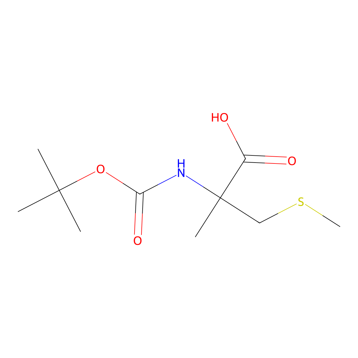 2-(((Tert-butoxy)carbonyl)amino)-2-methyl-3-(methylsulfanyl)propanoic acid molecular structure, CAS 2282326-30-9