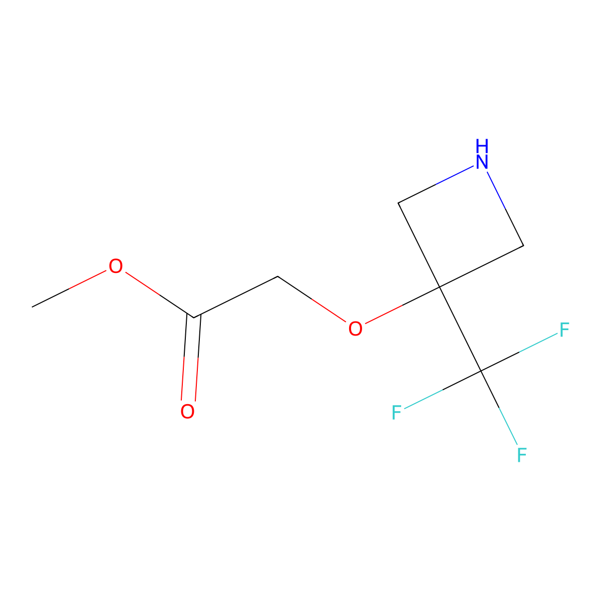 Methyl 2-{[3-(trifluoromethyl)azetidin-3-yl]oxy}acetate molecular structure, CAS 2282350-04-1