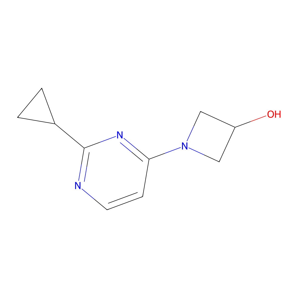 1-(2-Cyclopropylpyrimidin-4-yl)azetidin-3-ol molecular structure, CAS 2282361-71-9