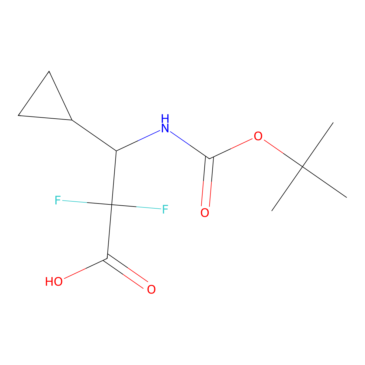 3-{[(Tert-butoxy)carbonyl]amino}-3-cyclopropyl-2,2-difluoropropanoic acid molecular structure, CAS 2282377-55-1