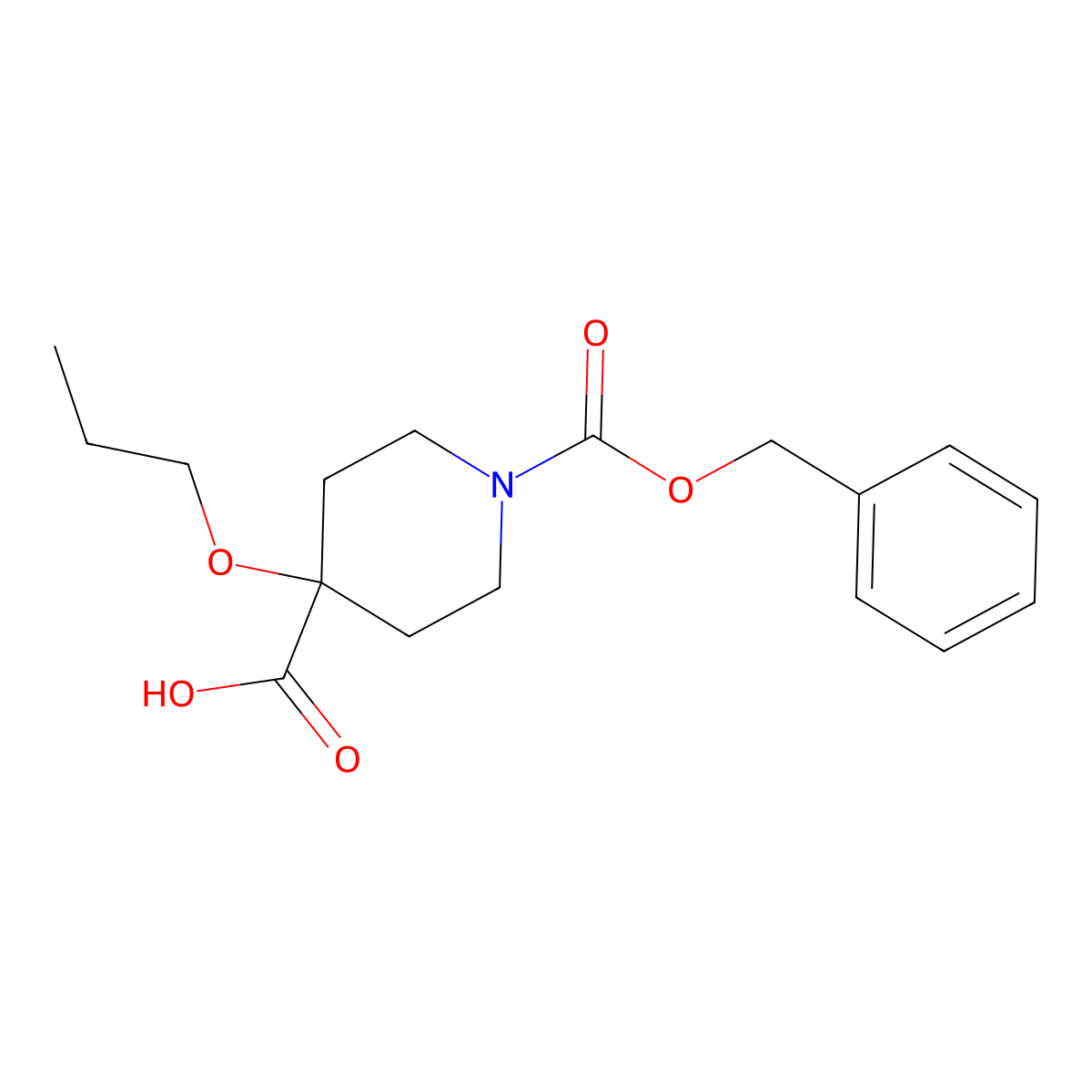 1-[(Benzyloxy)carbonyl]-4-propoxypiperidine-4-carboxylic acid molecular structure, CAS 2282395-35-9