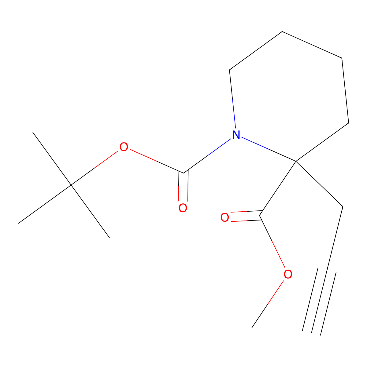 1-Tert-butyl 2-methyl 2-(prop-2-yn-1-yl)piperidine-1,2-dicarboxylate molecular structure, CAS 2282402-33-7