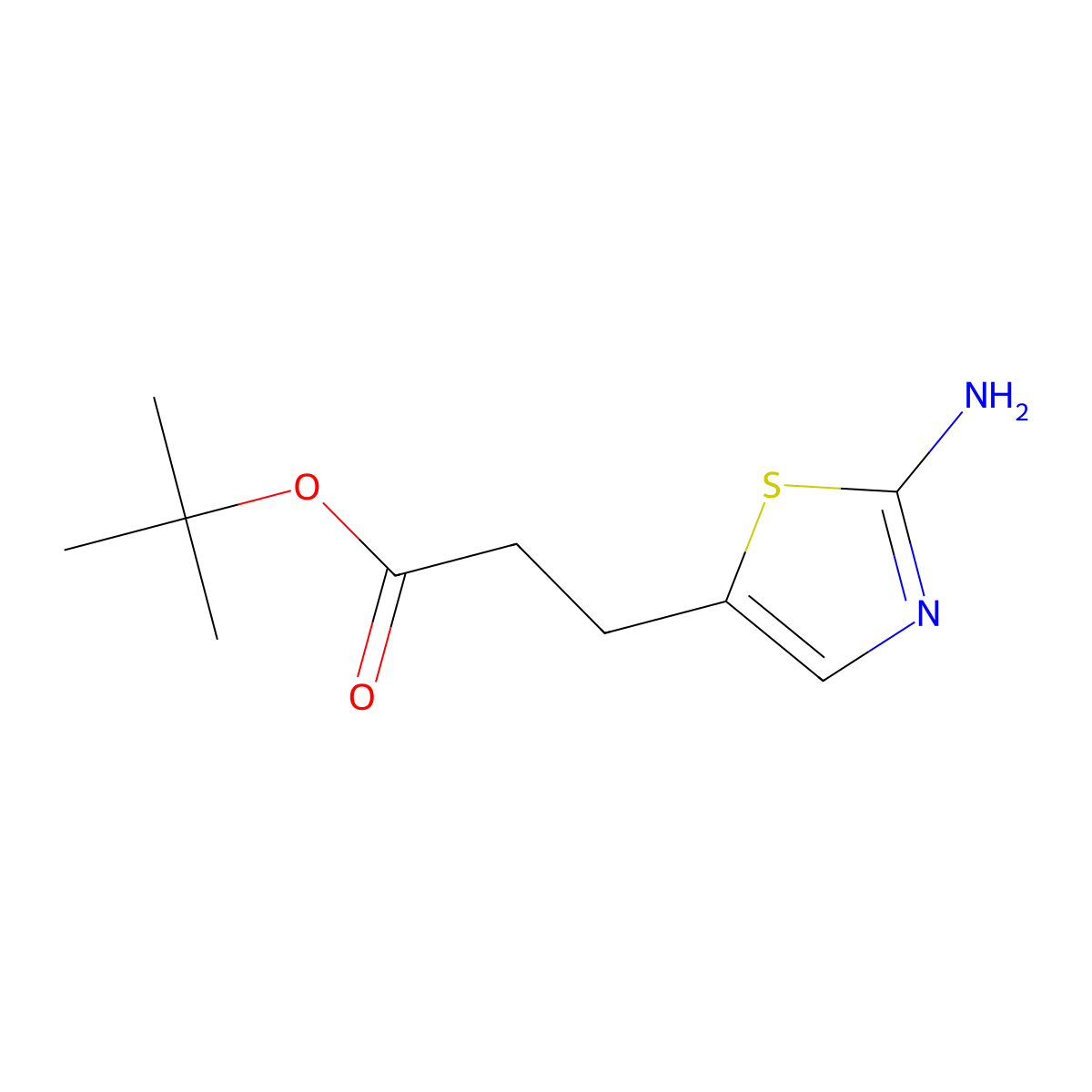 Tert-butyl 3-(2-amino-1,3-thiazol-5-yl)propanoate molecular structure, CAS 2282450-30-8