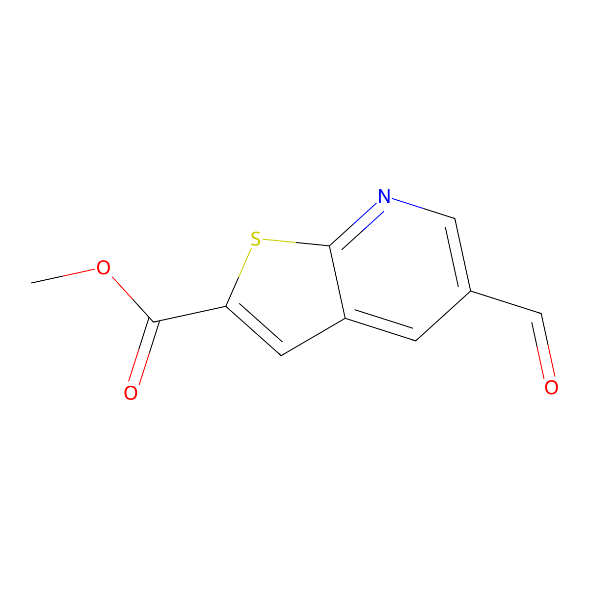Methyl 5-formylthieno[2,3-b]pyridine-2-carboxylate molecular structure, CAS 228251-21-6