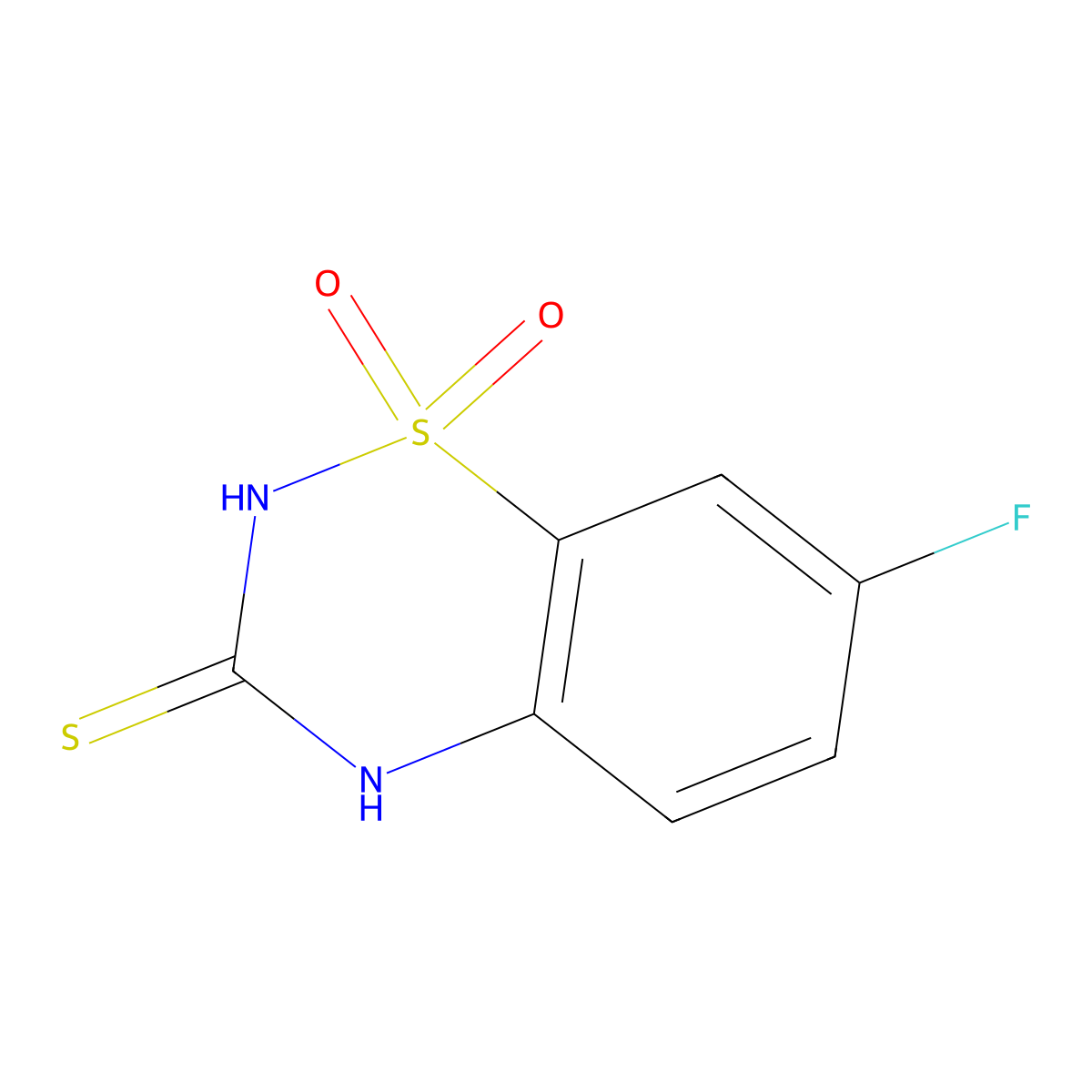 7-fluoro-2H-1,2,4-benzothiadiazine-3(4H)-thione 1,1-dioxide molecular structure, CAS 228253-44-9