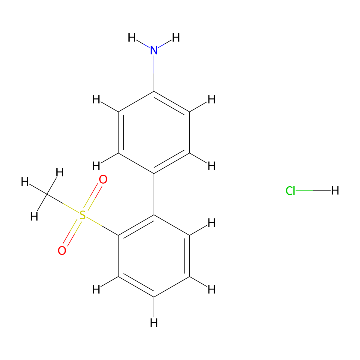 2'-(Methylsulfonyl)-[1,1'-biphenyl]-4-amine hydrochloride molecular structure, CAS 228259-77-6