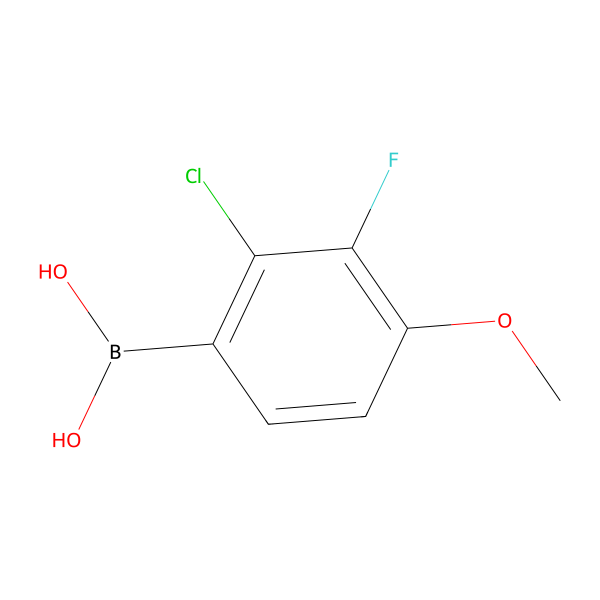 (2-Chloro-3-fluoro-4-methoxyphenyl)boronic acid molecular structure, CAS 2282635-50-9