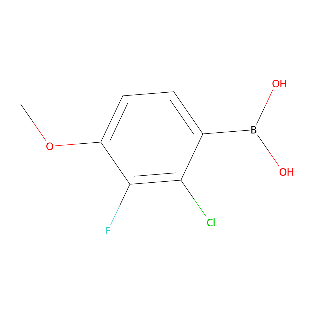 (2-Chloro-3-fluoro-4-methoxyphenyl)boronic acid molecular structure, CAS 2282635-50-9