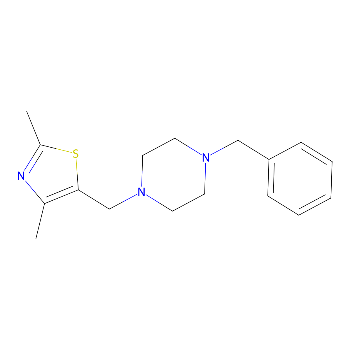 1-Benzyl-4-[(2,4-dimethyl-1,3-thiazol-5-yl)methyl]piperazine molecular structure, CAS 2282670-50-0