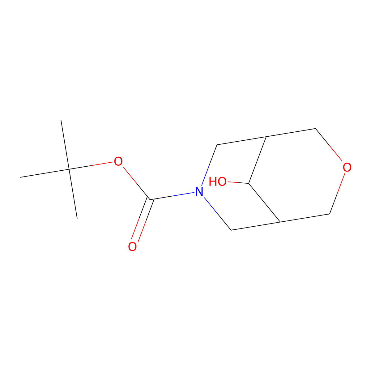 Tert-butyl 9-hydroxy-3-oxa-7-azabicyclo[3.3.1]nonane-7-carboxylate molecular structure, CAS 228270-33-5