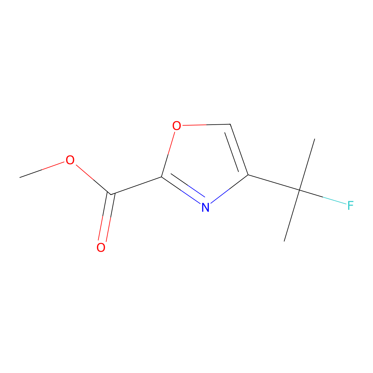 Methyl 4-(2-fluoropropan-2-yl)-1,3-oxazole-2-carboxylate molecular structure, CAS 2282710-53-4