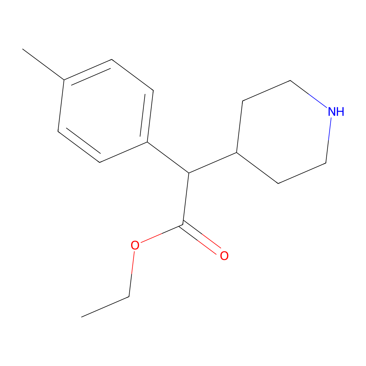 Ethyl 2-(4-methylphenyl)-2-(piperidin-4-yl)acetate molecular structure, CAS 2282710-70-5