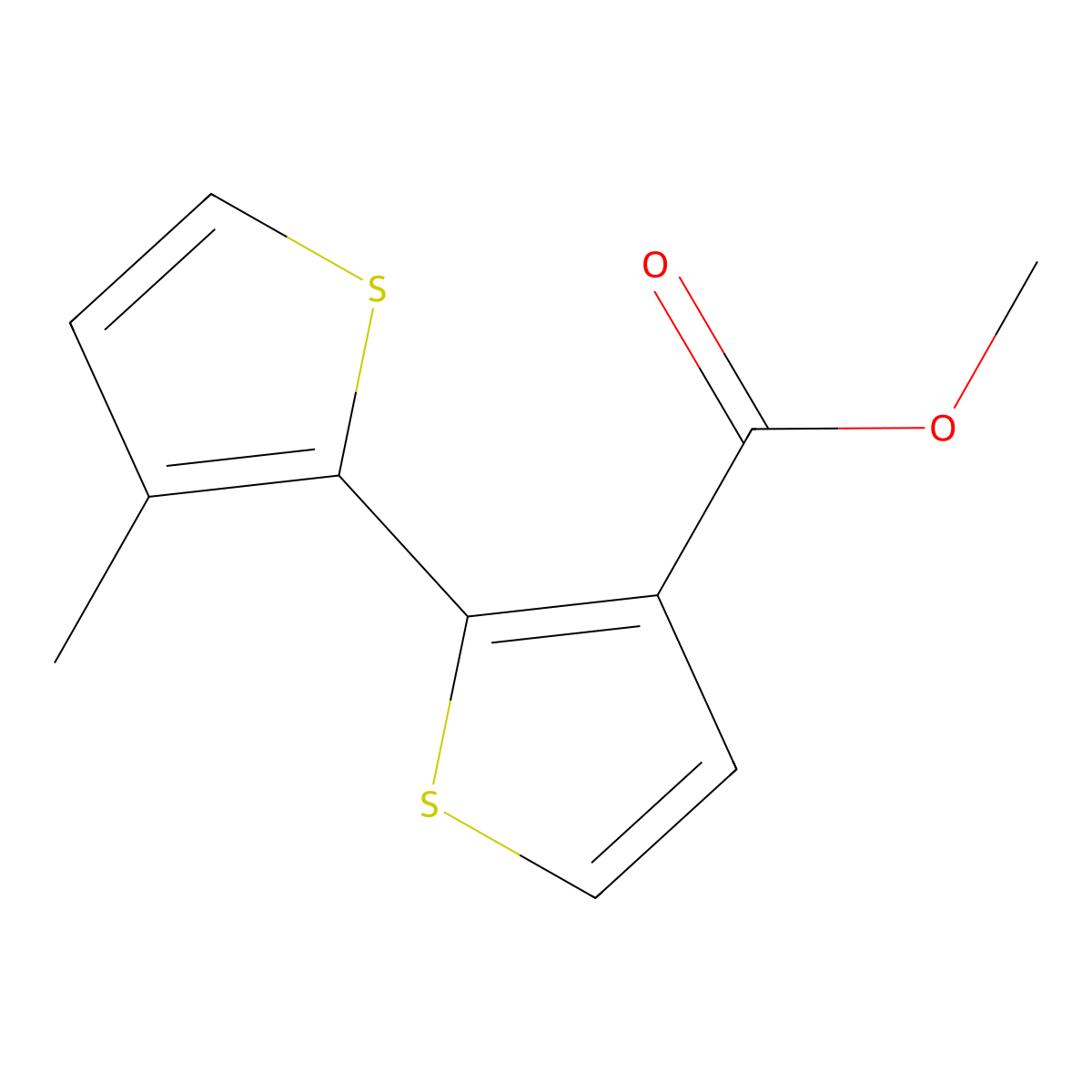 Methyl 3'-methyl-[2,2'-bithiophene]-3-carboxylate molecular structure, CAS 2282719-81-5