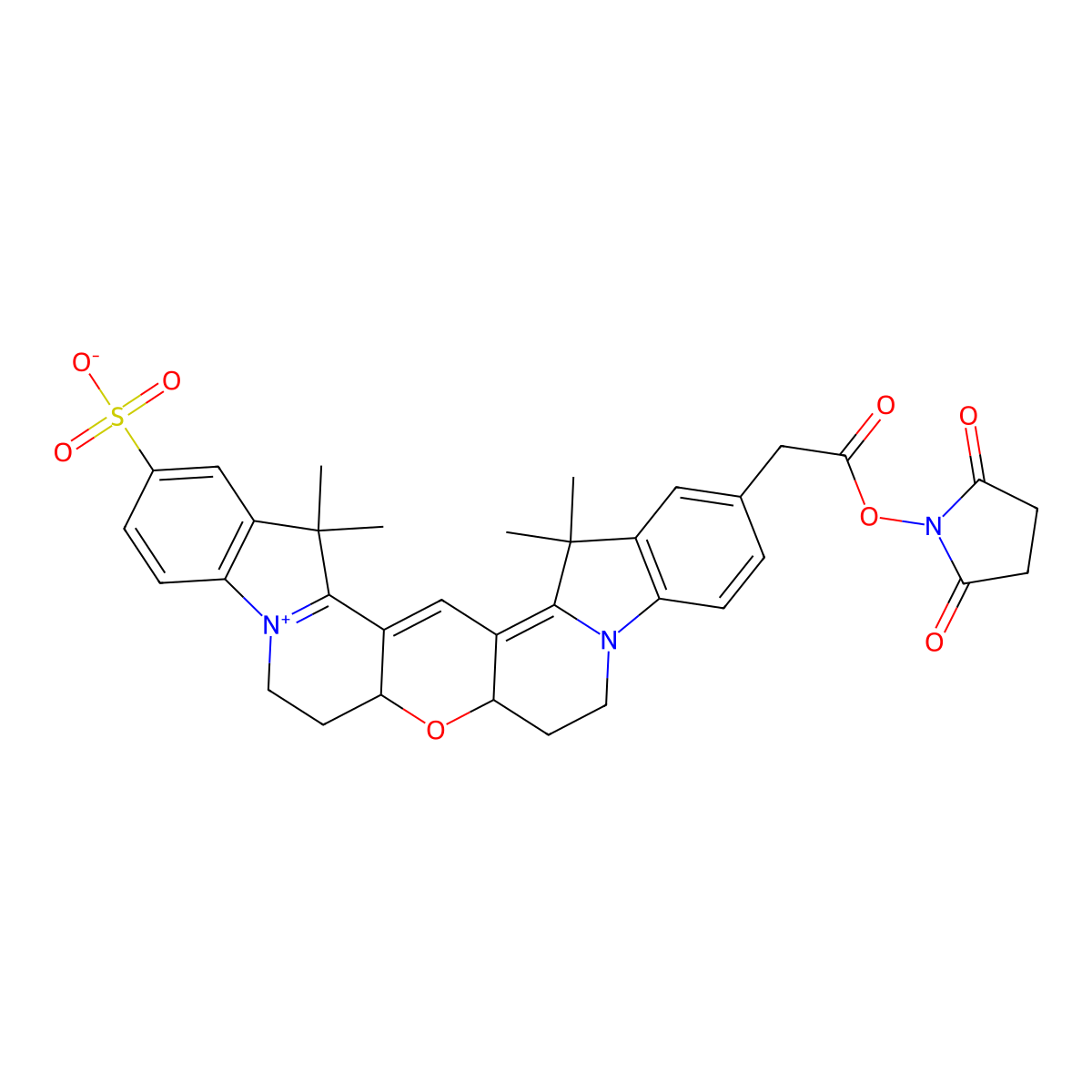 Cy3B dye NHS ester molecular structure, CAS 228272-52-4
