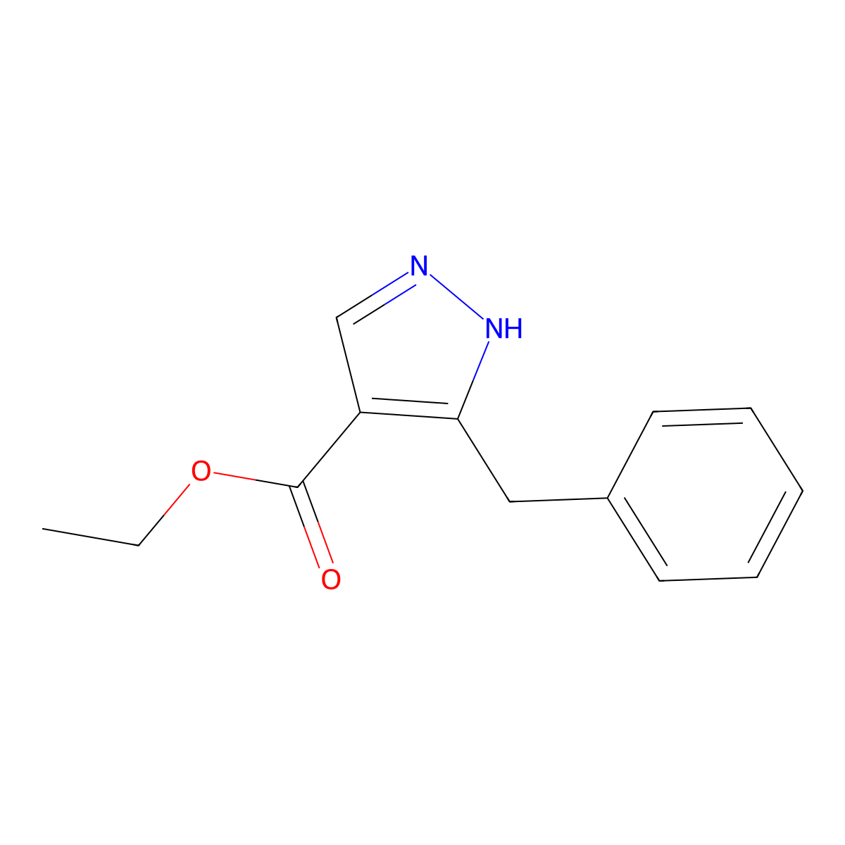 ethyl 5-benzyl-1H-pyrazole-4-carboxylate molecular structure, CAS 2282722-99-8