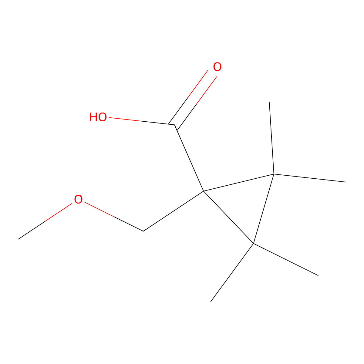 1-(Methoxymethyl)-2,2,3,3-tetramethylcyclopropane-1-carboxylic acid molecular structure, CAS 2282961-83-3