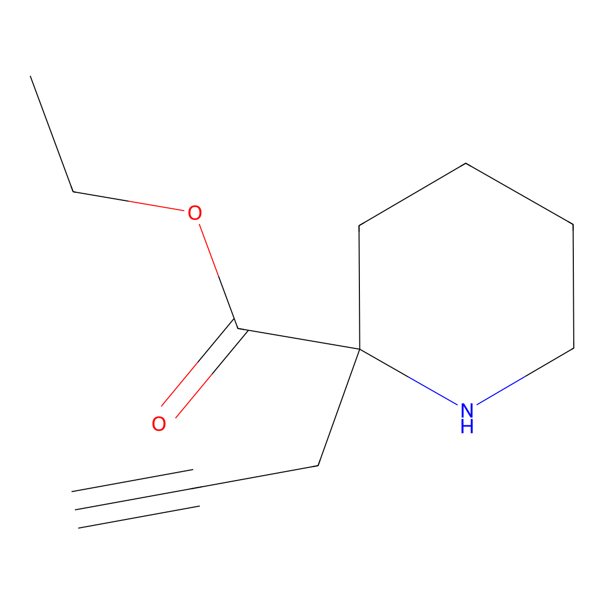 Ethyl 2-(prop-2-yn-1-yl)piperidine-2-carboxylate molecular structure, CAS 2283214-27-5