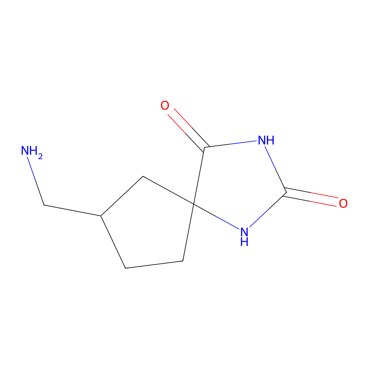 7-(Aminomethyl)-1,3-diazaspiro[4.4]nonane-2,4-dione molecular structure, CAS 2283252-88-8