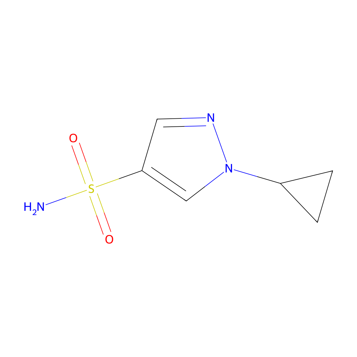 1-cyclopropyl-1H-pyrazole-4-sulfonamide molecular structure, CAS 2283303-78-4