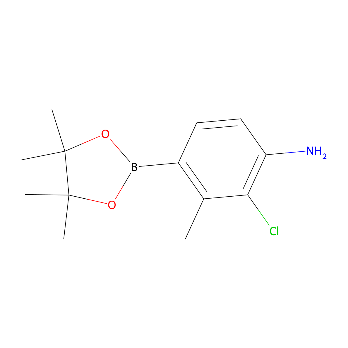 2-Chloro-3-methyl-4-(4,4,5,5-tetramethyl-1,3,2-dioxaborolan-2-yl)aniline molecular structure, CAS 2283377-62-6