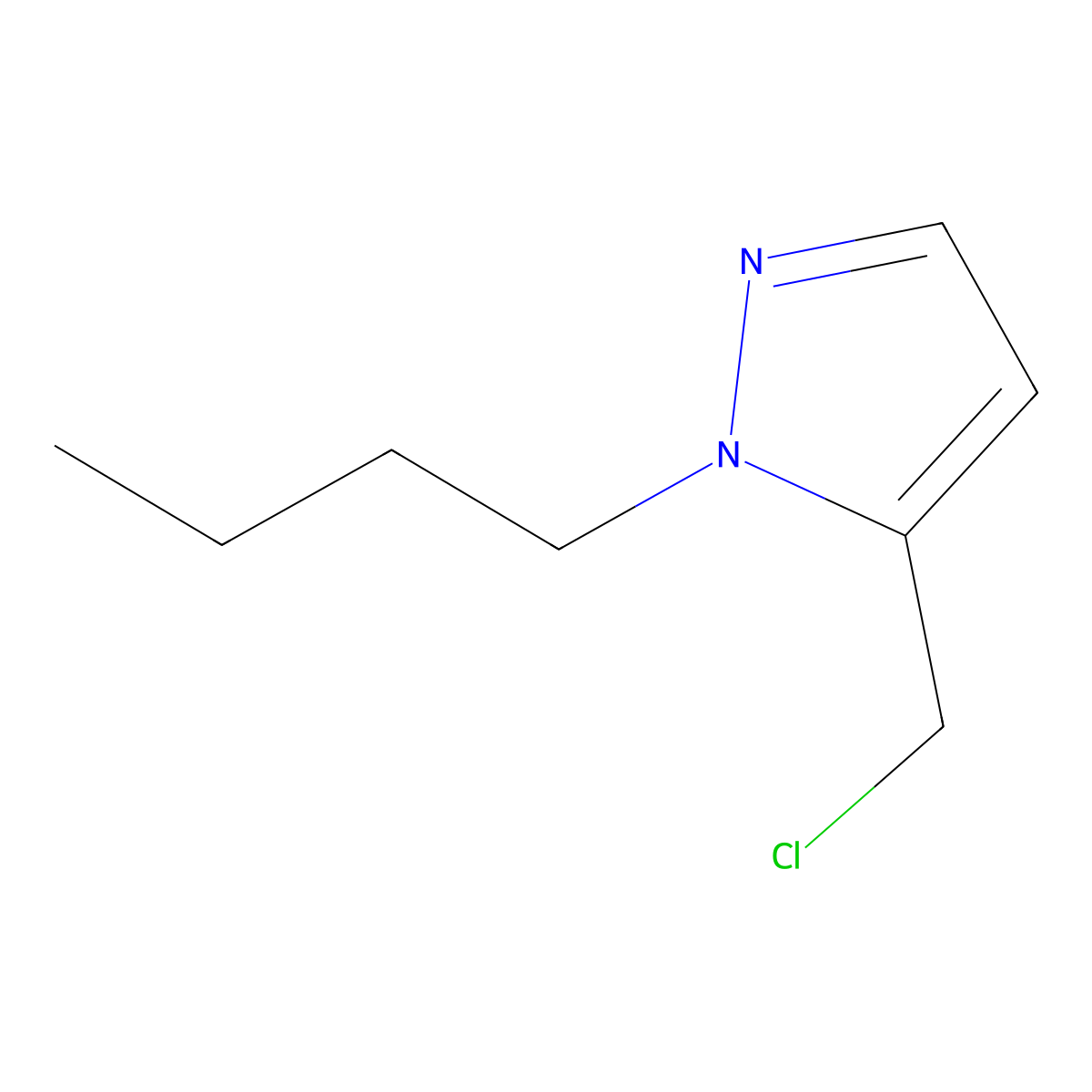 1-butyl-5-(chloromethyl)-1H-pyrazole molecular structure, CAS 2283378-43-6