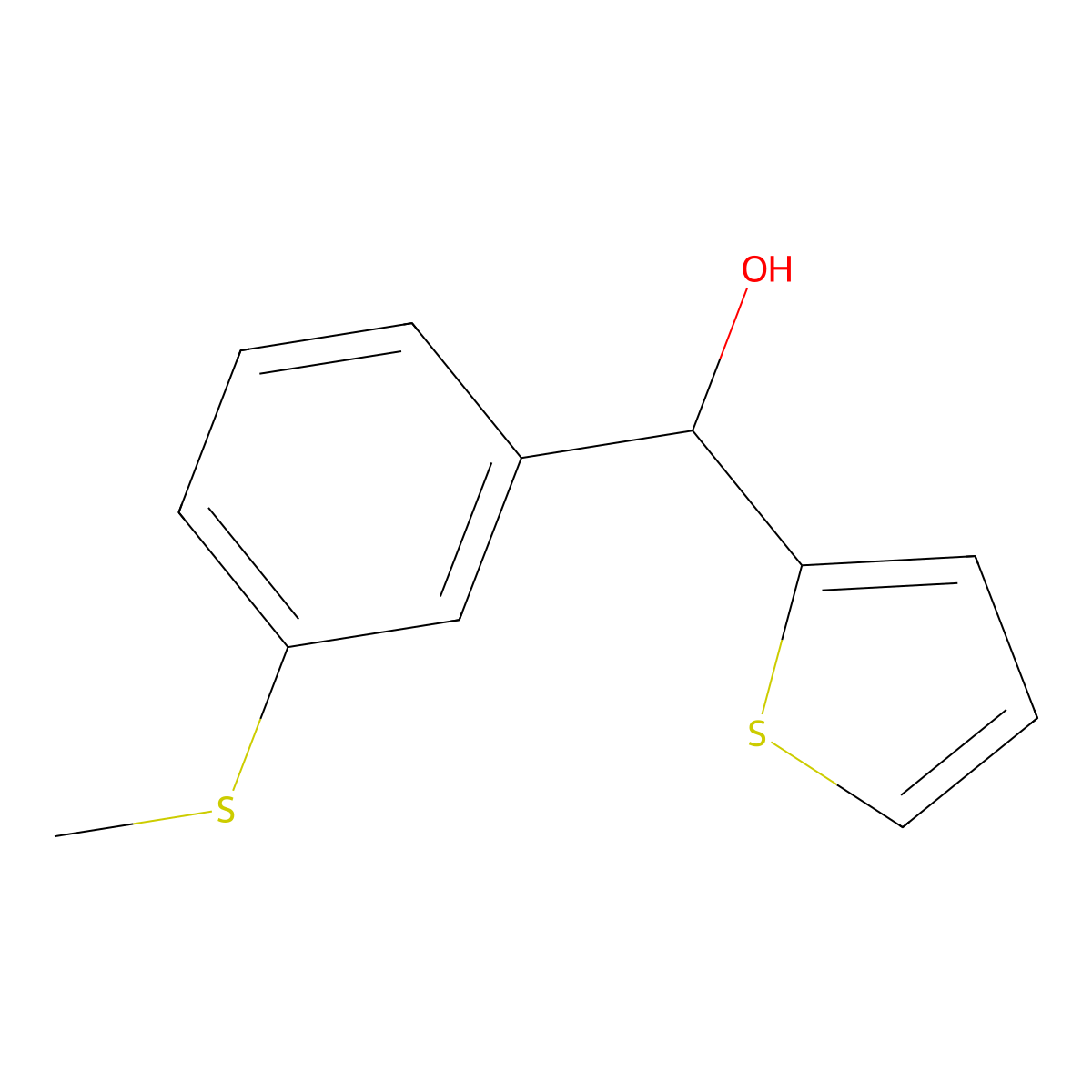 (3-(Methylthio)phenyl)(thiophen-2-yl)methanol molecular structure, CAS 2283413-45-4