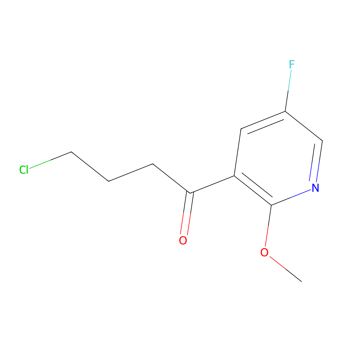 4-Chloro-1-(5-fluoro-2-methoxypyridin-3-yl)butan-1-one molecular structure, CAS 2283442-68-0
