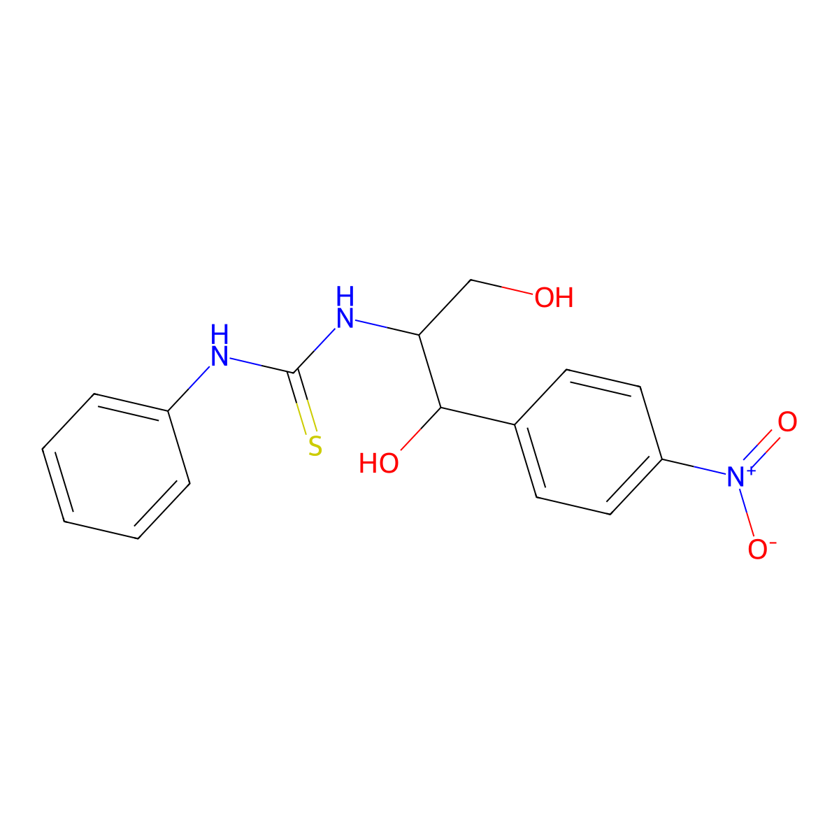 1-[1,3-Dihydroxy-1-(4-nitrophenyl)propan-2-yl]-3-phenylthiourea molecular structure, CAS 22835-38-7