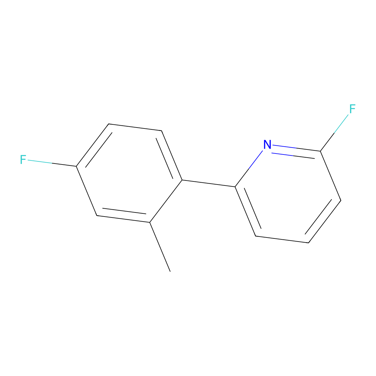2-Fluoro-6-(4-fluoro-2-methylphenyl)pyridine molecular structure, CAS 2283501-37-9
