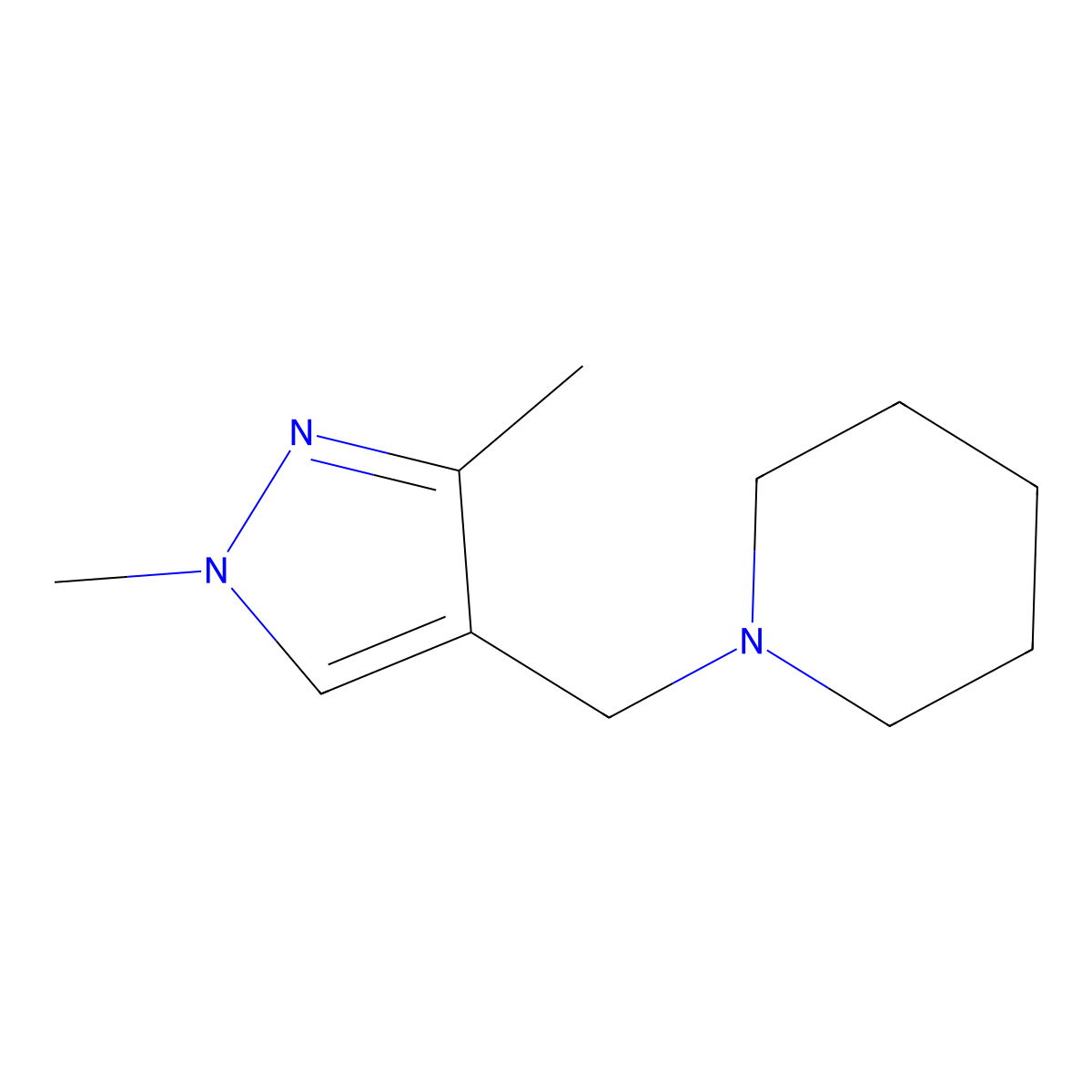 1-[(1,3-dimethyl-1H-pyrazol-4-yl)methyl]piperidine molecular structure, CAS 2283504-06-1