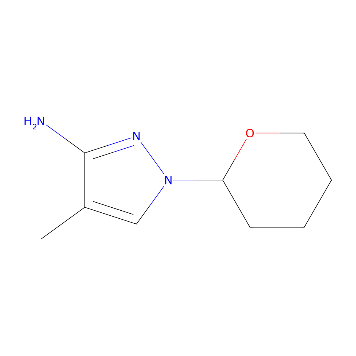 4-Methyl-1-(oxan-2-yl)pyrazol-3-amine molecular structure, CAS 2283562-15-0