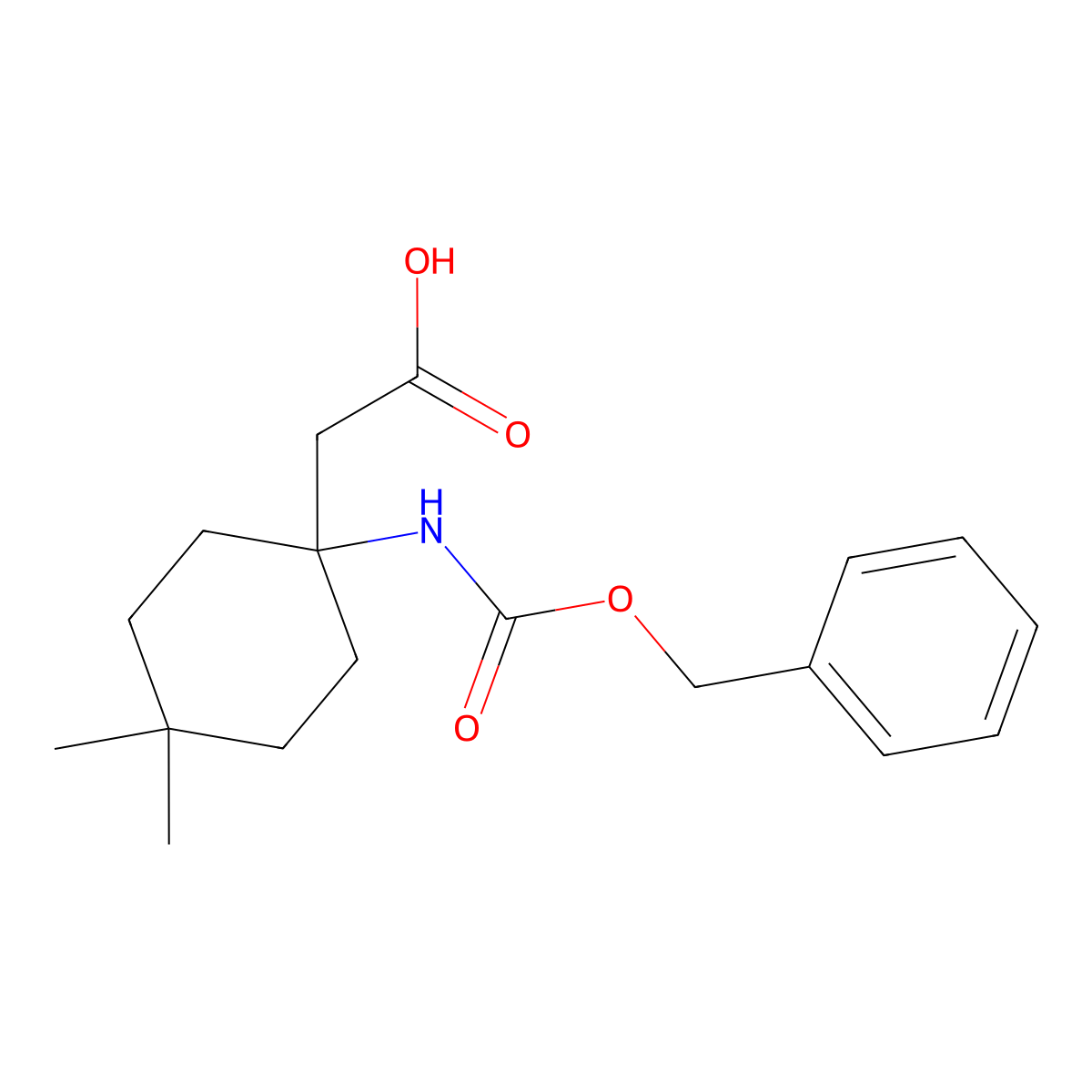 2-(1-{[(Benzyloxy)carbonyl]amino}-4,4-dimethylcyclohexyl)acetic acid molecular structure, CAS 2283616-24-8