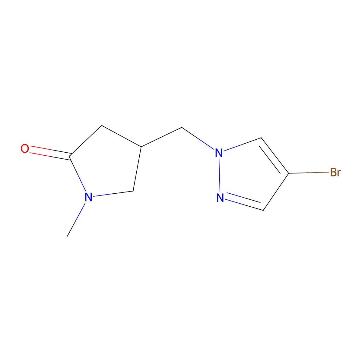 4-[(4-bromo-1H-pyrazol-1-yl)methyl]-1-methylpyrrolidin-2-one molecular structure, CAS 2283650-14-4